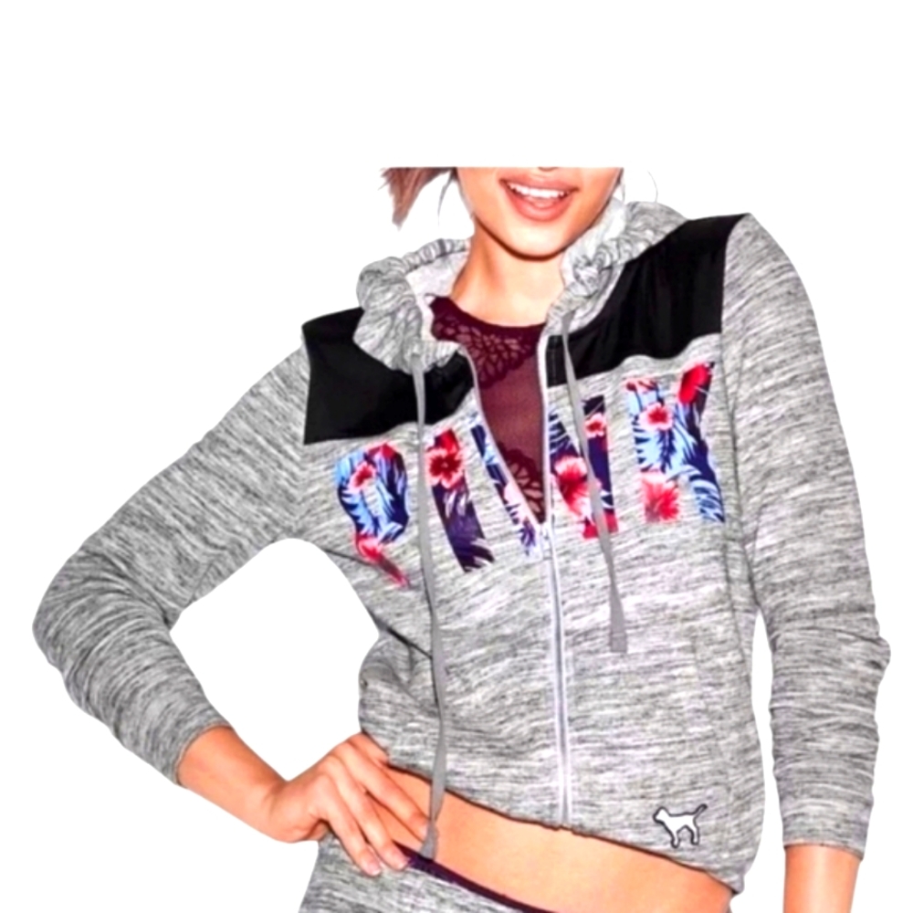 PINK Victoria’s Secret Gray Marl full zip Hoodie Size L